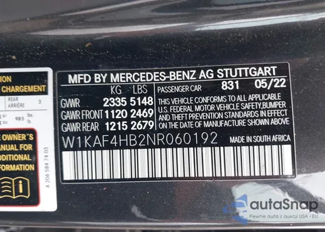 2022 Mercedes-Benz C 300 4Matic from USA, damaged, VIN W1KAF4HB2NR060192